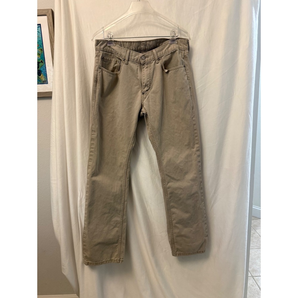 Levis 559 Relaxed Straight Khaki Pants Mens 33x32 Tan Cotton Twill Trousers